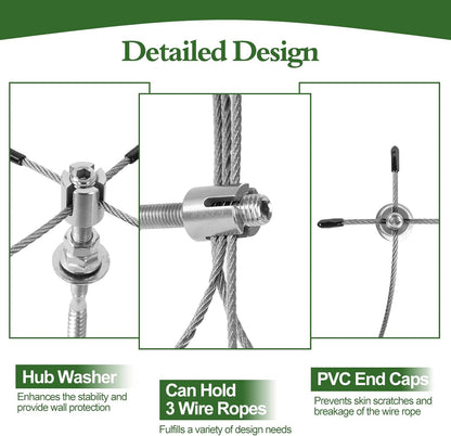 Wire Trellis for Climbing Plants Outdoor, 30-Set T316 Stainless Steel Kit, 1/8in x 150ft Ropes with Cable Cutter