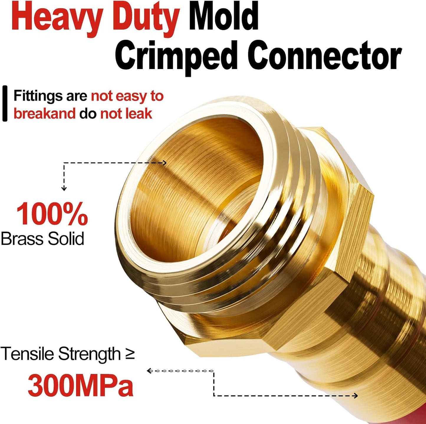 5/8" Garden Hose with 360° Rotating Grip, No Kink, Anti-UV, Heavy Duty, Flexible Water Pipe with 3/4'' Brass Fittings