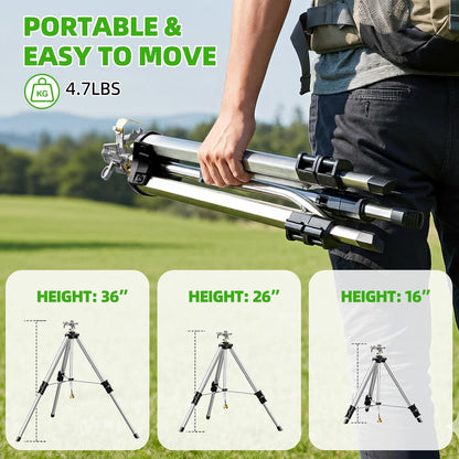 SPECILITE 36”Brass Impact Tripod Sprinkler, Heavy Duty Metal Pulsating Telescoping, Sprinklers for Yard, Lawn & Garden Irrigation, 360 Degree Waters up to 70ft Covering 5660sqft