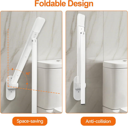 SPECILITE Heavy Duty Toilet Grab Bar - 440lb Sturdy Support, Safety Rails with Non-Slip Waterproof handrail & Night Glow Strips, Space Saving Flip-Up Design for Elderly, Disabled, Pregnant & Injury