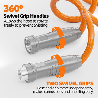 3/8” Lightweight Coil Garden Hose, EVA Flexible Curly Water Pipes with Nozzle, 50/75/100 Ft