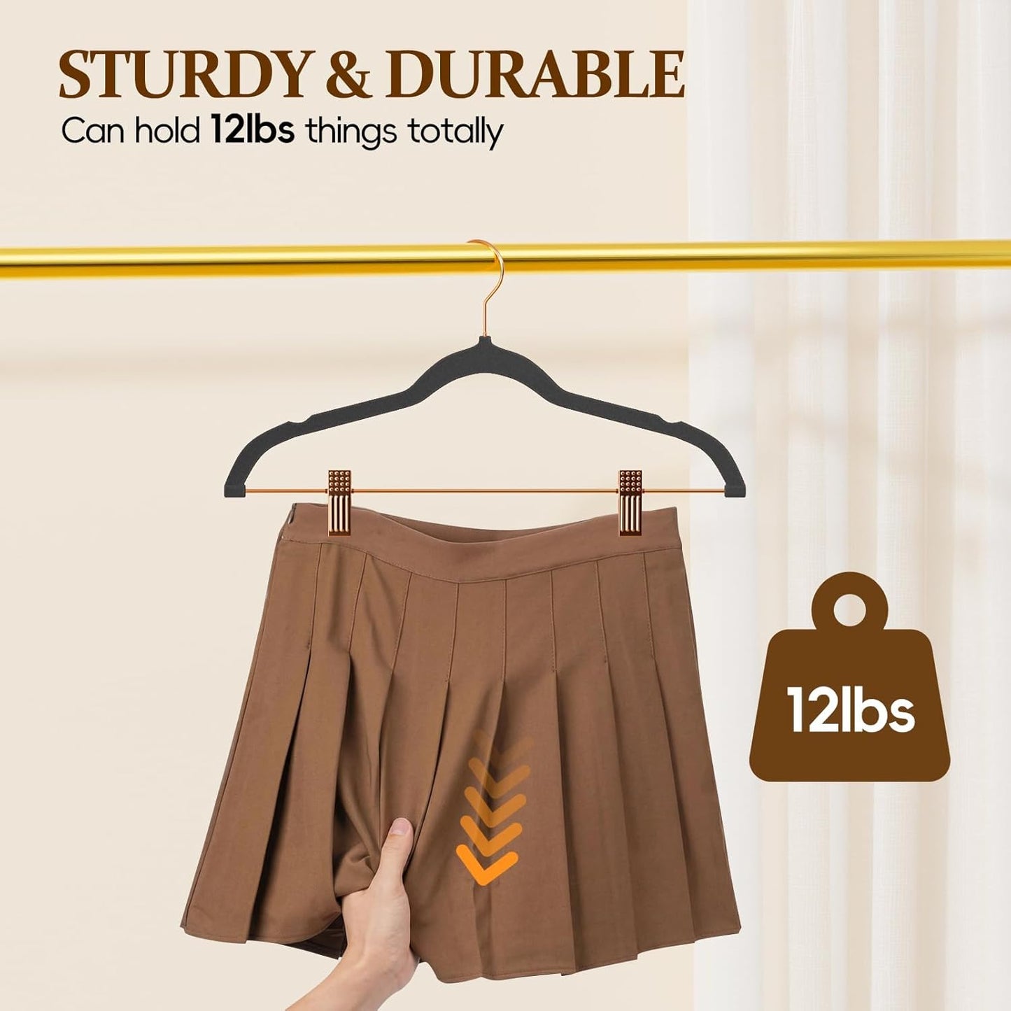 Velvet Hangers with Adjustable Clips 25 Pack, Space Saving, Non-Slip Slim Felt Clothes Hangers for Pants, Skirts, Dress, Suits, Heavy Duty Rose Gold Metal Hanger with 360° Swivel Hook