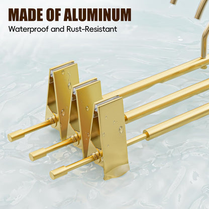 10-Pack Matte Gold Aluminum Pants Hangers with 2 Adjustable Clips & 360° Swivel Hooks, Lightweight & Sturdy, Non-Slip Rubber Pads