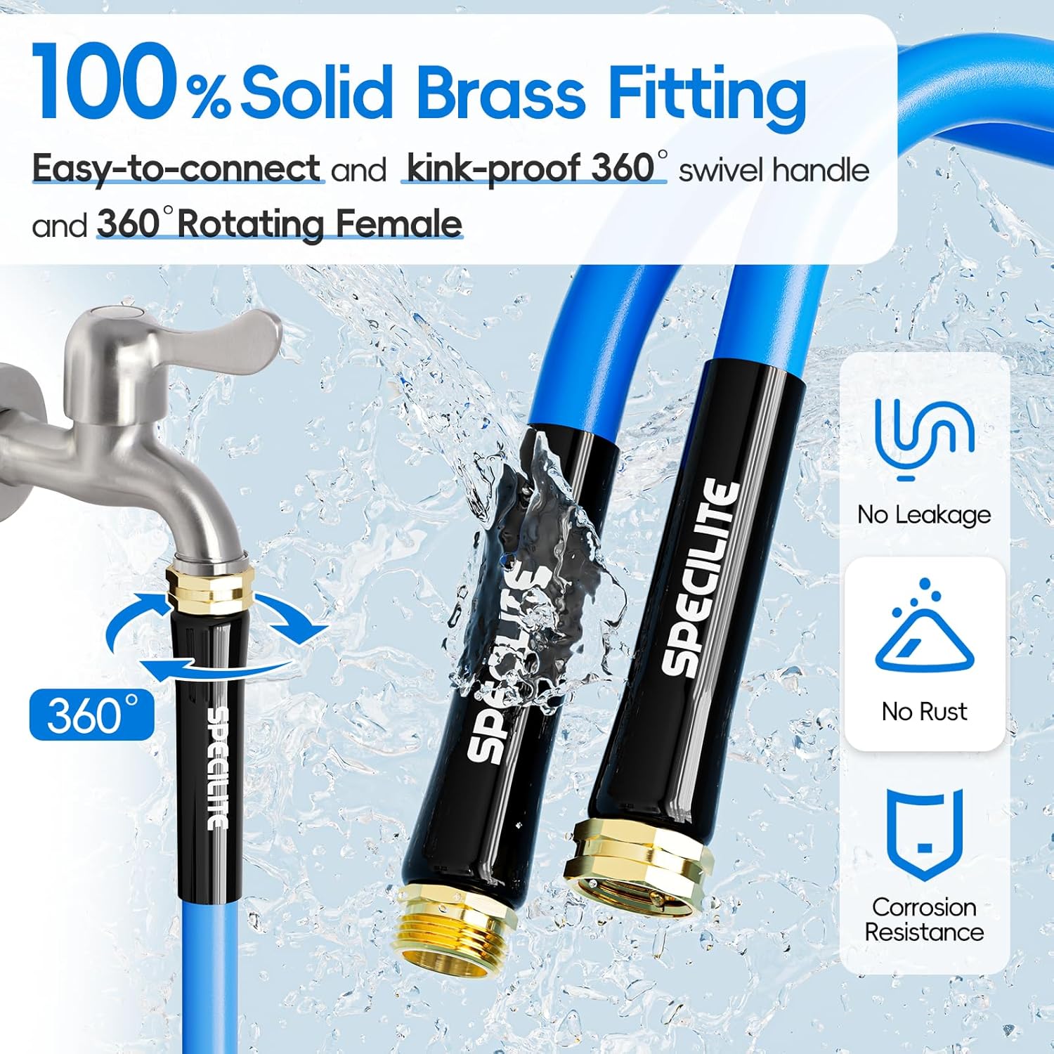5/8 in Hot/Cold Garden Water Hose , -50℉ To 190℉, Heavy Duty, Flexible, 25/50/75/100 Ft