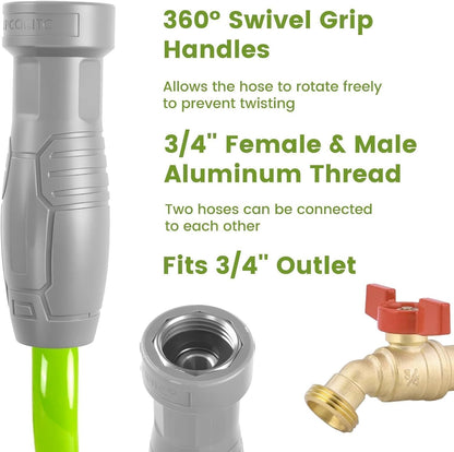 SPECILITE 1/2” Polyurethane Coil Garden Hose 50 FT, PU Flexible Recoil Water Hoses with 6-Pattern Spray Nozzle