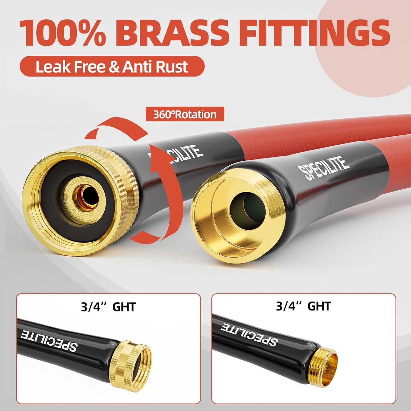 3/4" Hot/Cold Short Leader Garden Water Hose With 3/4" Brass Fittings, -50℉-190℉, Flexible & Lightweight, 5/10/15 Ft