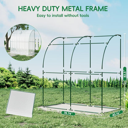 79” x 40” x 83” Lean to Greenhouse for Outdoors, Portable Walk-in Plant Green House Kit