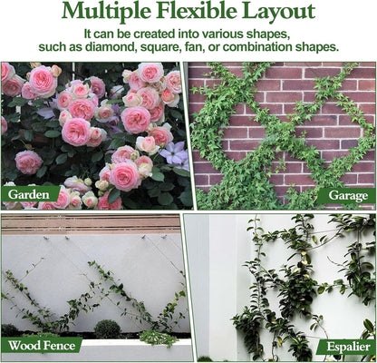 Wire Trellis for Climbing Plants Outdoor, 30-Set T316 Stainless Steel Kit, 1/8in x 150ft Ropes with Cable Cutter