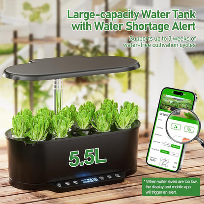Hydroponics Growing System Kit with 30” Height, 15 Pods, 36W Grow Light, Auto Timer & Pump System, APP & WiFi Controlled