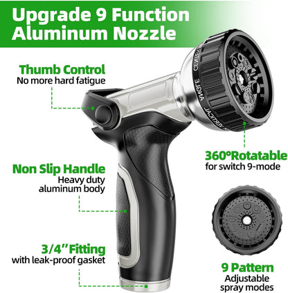 Portable Garden Hose Reel with 75ft 304 Stainless Steel Water Pipe, 6.5Ft Guide Water Pipe, Wall Mount/Floor Spool