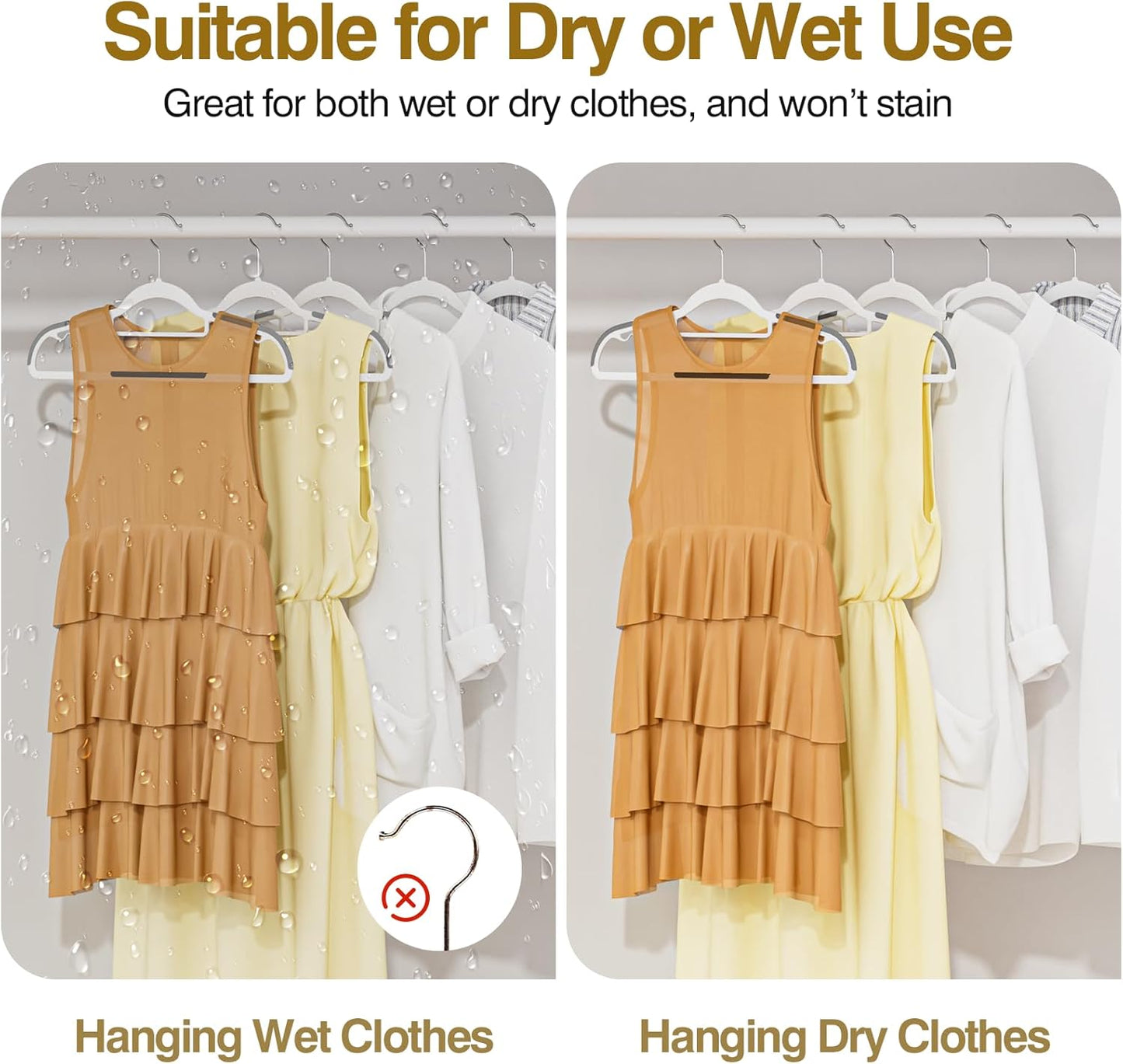 Plastic Hangers 50 Pack, 16.5 in Heavy Duty Clothes Hangers with 360° Swivel Hook, Non-Slip Bar & 0.2" Ultra-Slim Space-Saving Organizers for Coats, Pants, Suits, Shirts, White & Dark Gray