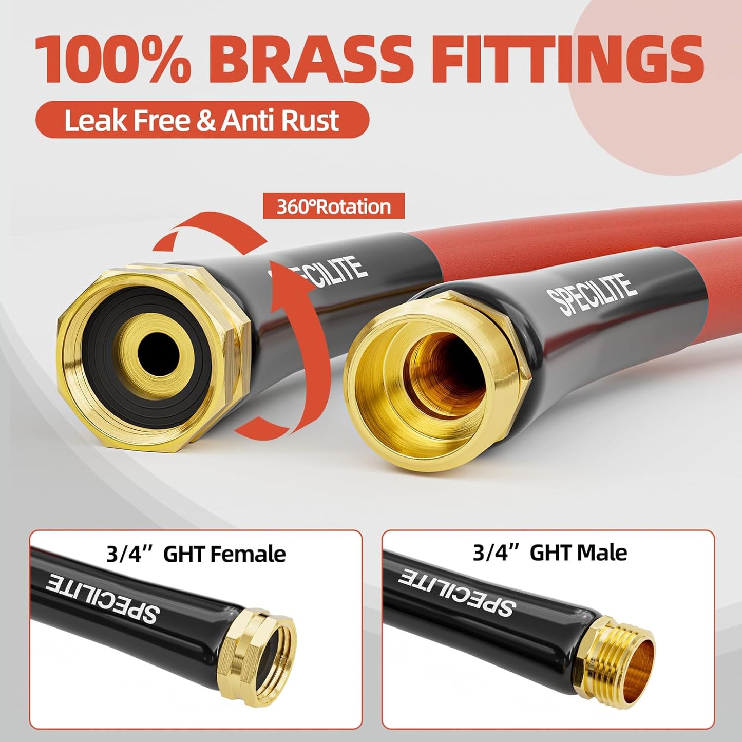 5/8" Hot/Cold Short Leader Garden Water Hose, -50℉-190℉, Flexible & Lightweight，5/10/15 Ft