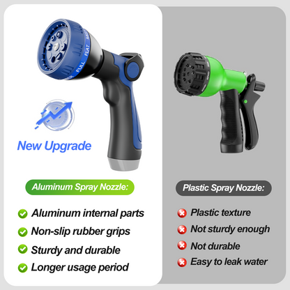 3/8" 304 Stainless Steel Garden Hose Metal with Nozzle, 25/50/75/100/125/150/175/200 Ft
