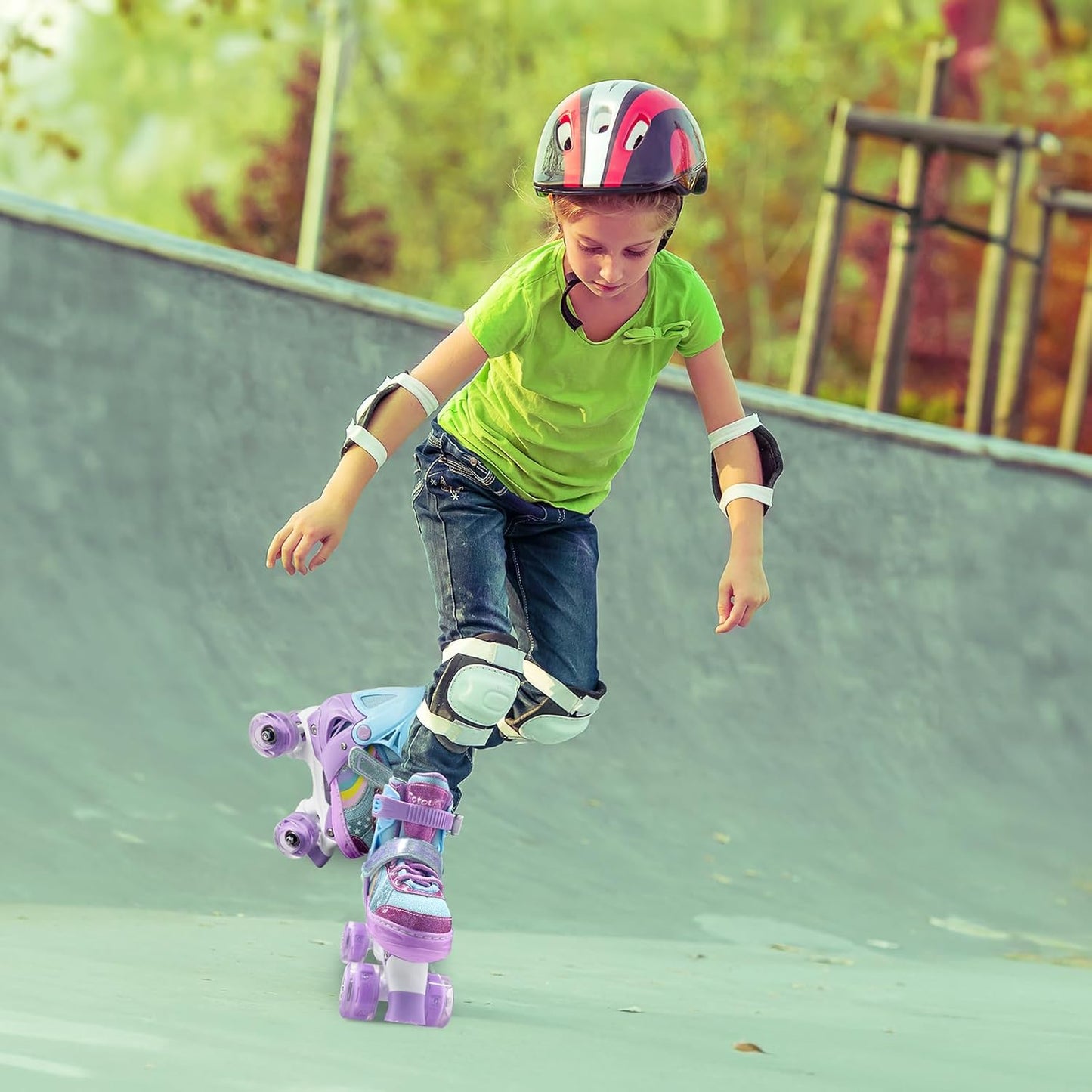 FOTOUMGL Rainbow Toddler Roller Skates