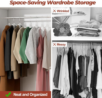 Clear Plastic Hangers 12 Pack, Durable Crystal Heavy Duty Clothes Hangers with Non-Slip Notches & 360° Swivel Hook, Space Saving, Ideal for Coats, Suits, Dresses, Shirts