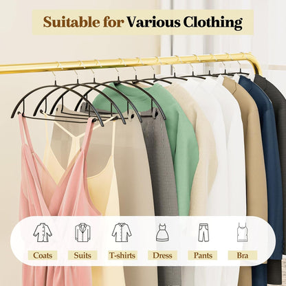 Heavy Duty Metal Suit Hangers 20 Pack, Non-Slip PVC Coating, No Shoulder Bumps, Space Saving Clothes Hangers for Sweaters, Coat, Shirts, Skirt, Jackets, Black