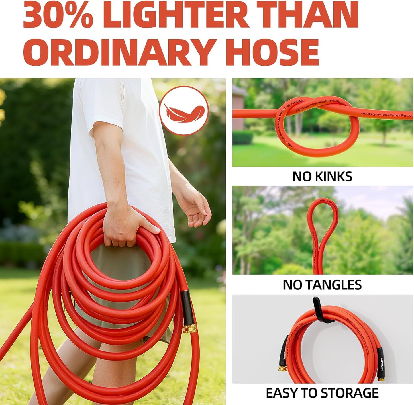 3/4" Hot/Cold Short Leader Garden Water Hose With 3/4" Brass Fittings, -50℉-190℉, Flexible & Lightweight, 5/10/15 Ft