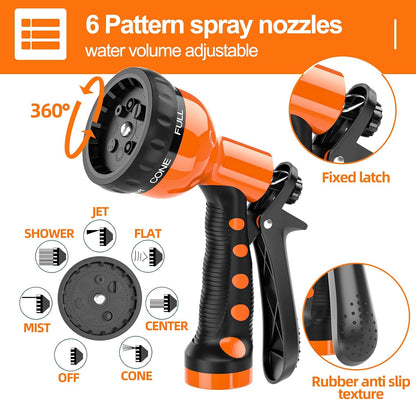 3/8” Lightweight Coil Garden Hose, EVA Flexible Curly Water Pipes with Nozzle, 50/75/100 Ft