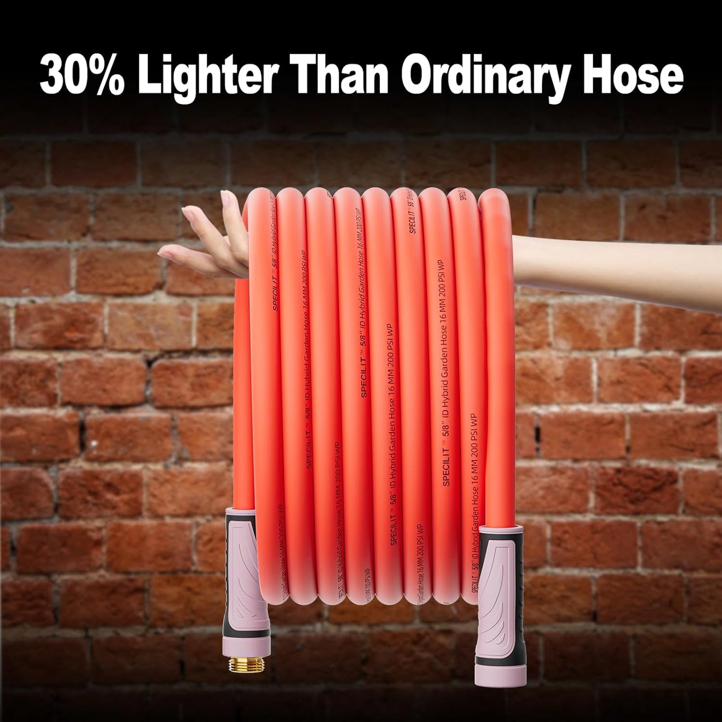 5/8" Garden Hose with 360° Rotating Grip, No Kink, Anti-UV, Heavy Duty, Flexible Water Pipe with 3/4'' Brass Fittings