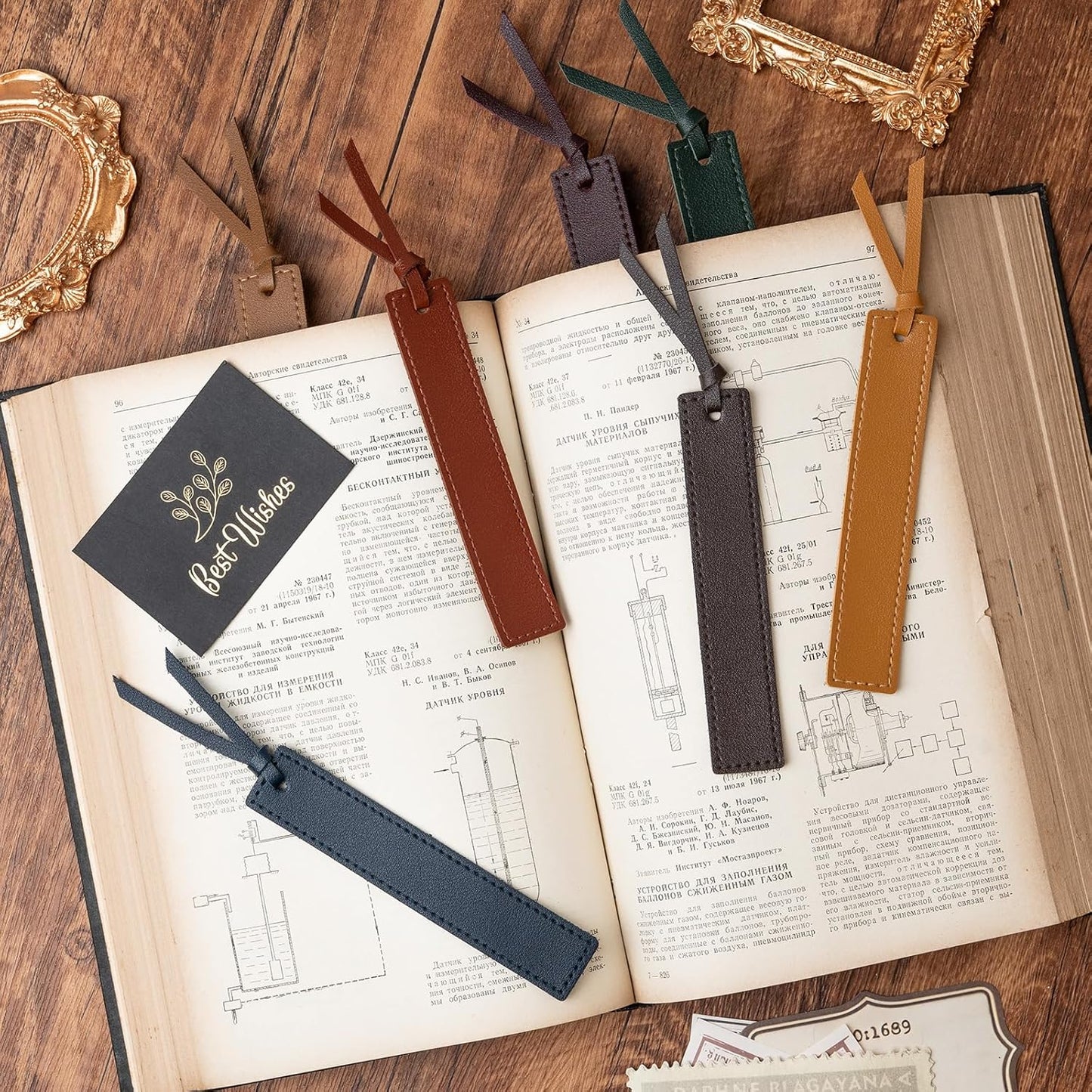 HOLADREAM 6 Pcs Leather Bookmark with Tassel