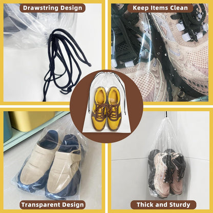 QOOLFOTO 100 Pack Clear Shoe Bags for Travel