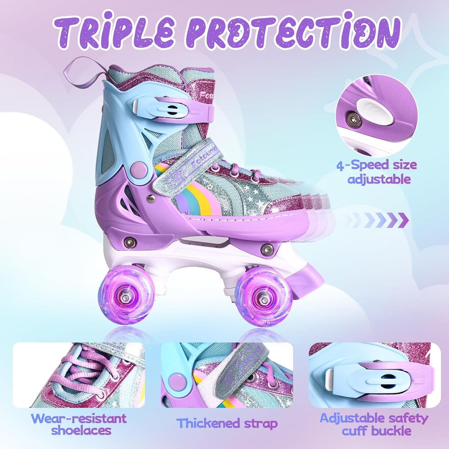FOTOUMGL Rainbow Toddler Roller Skates