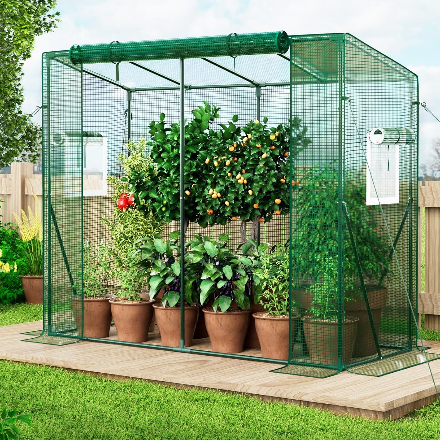 Plastic Portable Walk-in Greenhouse for Outdoor, Large Capacity Design, 79.5"L x 30.5"W x 66.9"H