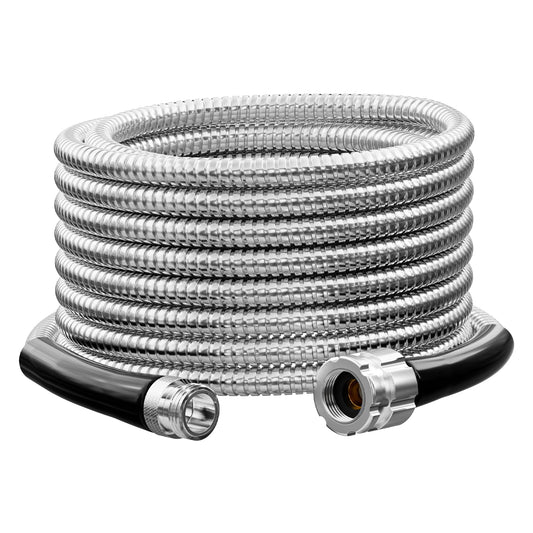 SPECILITE Stainless Steel Garden Water Hose 25 FT, Heavy Duty Metal Hose with Upgraded Reinforced 3/4" Female to Male Aluminium Fittings, Flexible & Lightweight Water Pipe for Reel, Yard, Outdoor