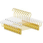 14" Clear Gold Acrylic Pants Hangers with Clips and Groove 10 Pack，Heavy-Duty Skirt Hangers with Non-Slip Adjustable Clips for Pants, Skirts, Jeans, Shorts, Trousers, Fits Adults and Kids