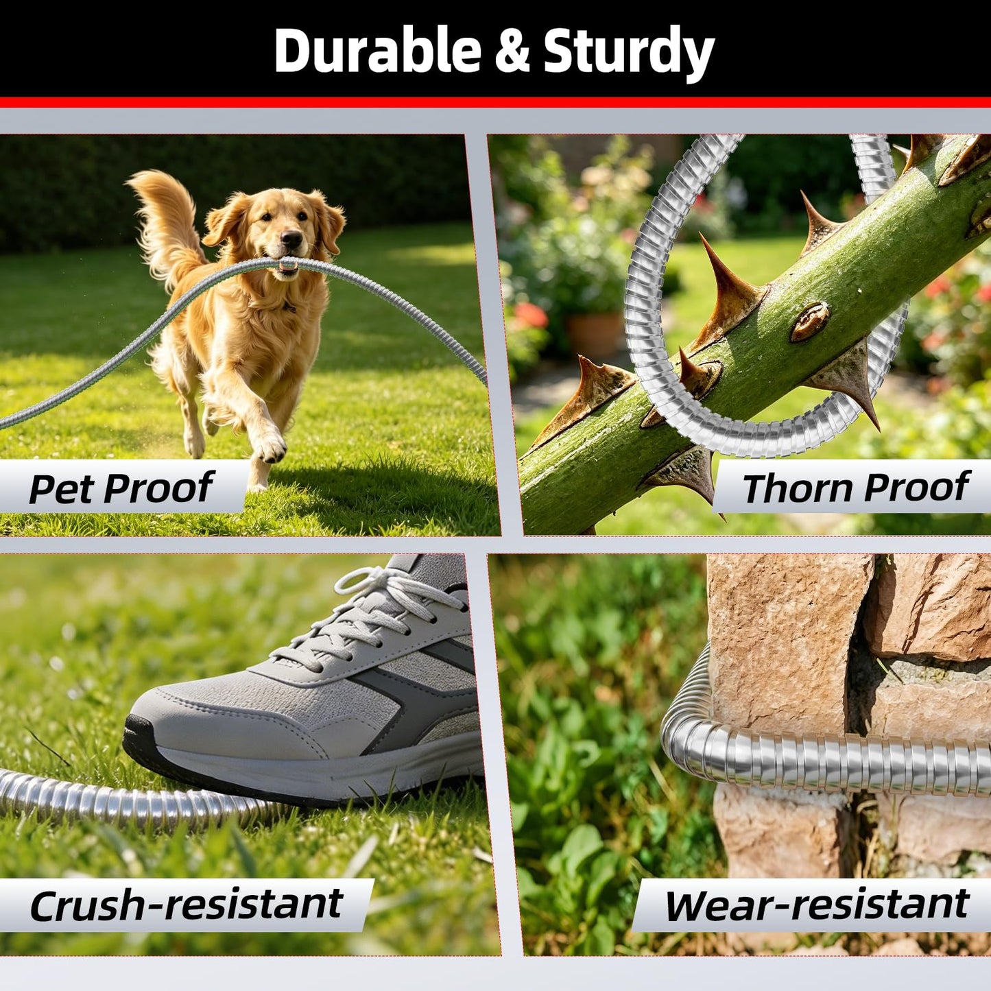 SPECILITE Stainless Steel Garden Water Hose 25 FT, Heavy Duty Metal Hose with Upgraded Reinforced 3/4" Female to Male Aluminium Fittings, Flexible & Lightweight Water Pipe for Reel, Yard, Outdoor